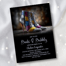 Convite Stylish Sequin Boots and Bubbly Bridal Shower