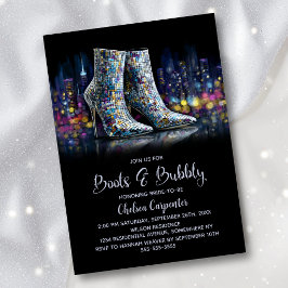 Convite Stylish Sequin Boots and Bubbly Bridal Shower