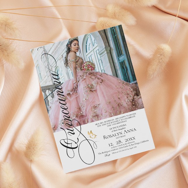 Convite Stylish Spanish Quinceañera 2 Photo (Criador carregado)