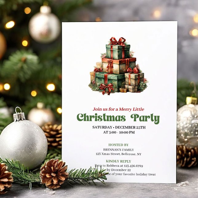 Convite Stylish Victorian Christmas gifts party invite (Stylish Victorian Christmas angel party invite

)
