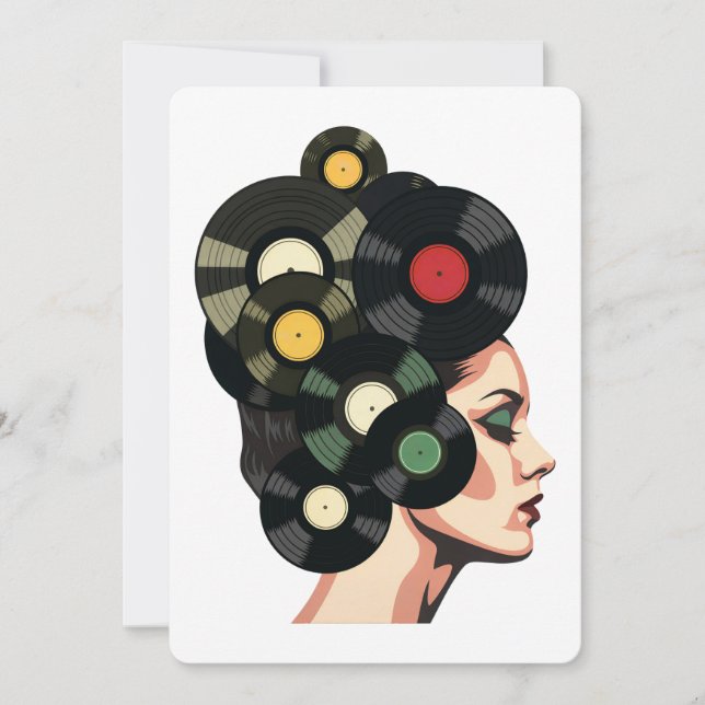 Convite Stylized Retro Vinyl Record Poster Art (Frente)