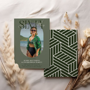 Convite Stylsih Oval Photo & Signature 60th Birthday