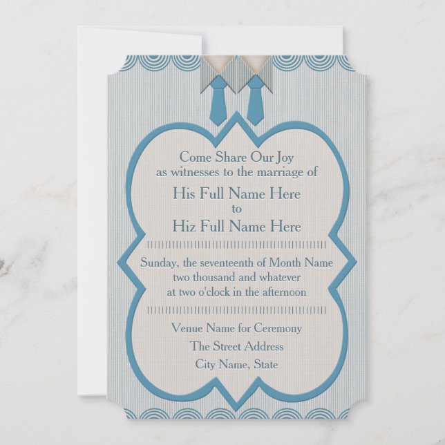 Convite Sua e Sua Azul Oxford Pinstripe (Frente)