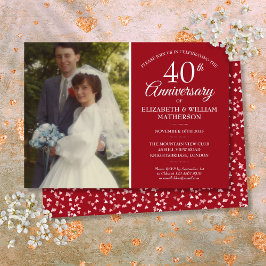 Convite Sua Foto de Casamento 40º Aniversário Corações Rub