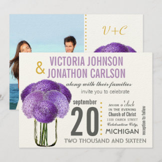 Convite Sua foto em Hydrangea traseira em um Jar Mason