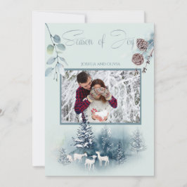 Convite Sua Foto: Watercolor Woodland Goats