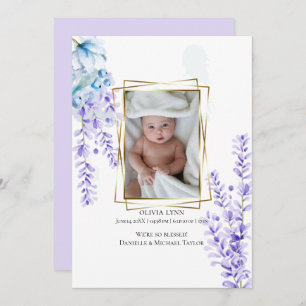 Convite Sua Lavanda de Aquarela do Bebê - Azul Empoeirado