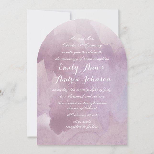 Convite Sua Lavanda de Foto Casamento por Aquarela (Verso)