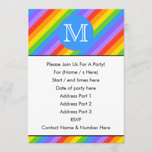 Convite Sua letra, arco-íris listra o monograma