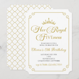 Convite Sua Real Noite Dourada Princesa 5 Aniversário