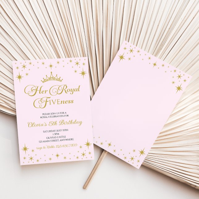 Convite Sua Real Noite Dourada Princesa 5 Aniversário (Criador carregado)