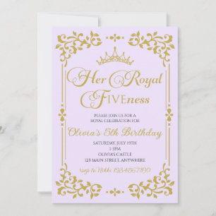 Convite Sua Real Noite Dourada Princesa 5 Aniversário