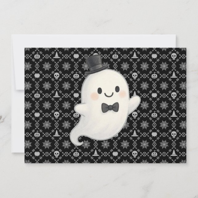 Convite Suave animação fantasma Halloween (Frente)