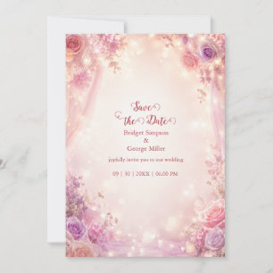 Convite Suave Brilho de Noiva Floral Romântica