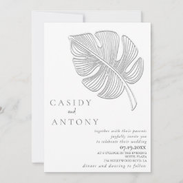 Convite Suave folha tropical simples em relevo tudo em um