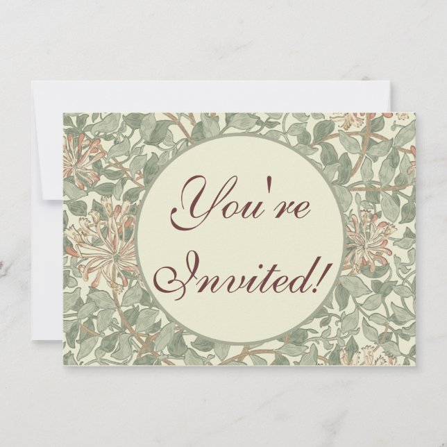 Convite Suave Verde Antigo William Morris Madressilva (Frente)