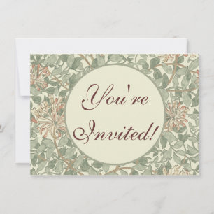 Convite Suave Verde Vintage William Morris Honeysuckle