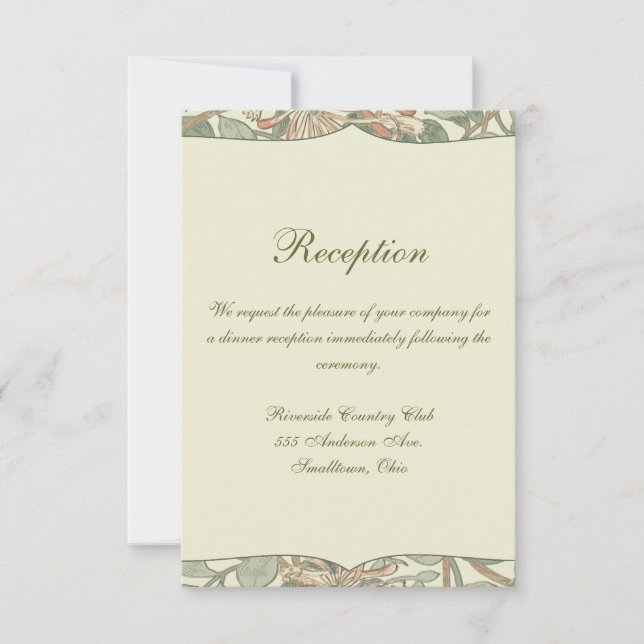 Convite Suave Verde Vintage William Morris Honeysuckle (Frente)