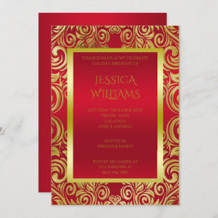 Convite Suavidades Douradas e Festa de aniversário vermelh