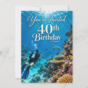 Convite Subaquático de 40º Aniversário para Mergul