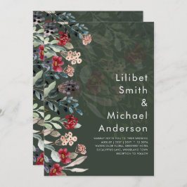 Convite Sublime Burgundy Blue Wildflower Elegant