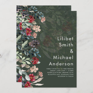 Convite Sublime Burgundy Blue Wildflower Elegant