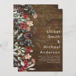 Convite Sublime Burgundy Blue Wildflower Elegant