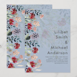 Convite Sublime Burgundy Blue Wildflower Elegant