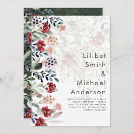 Convite Sublime Burgundy Blue Wildflower Elegant