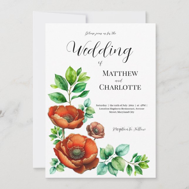 Convite Sublime Cápsulas Vermelhas de Aquarela no Estilo d (Frente)