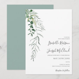 Convite Succulent Greenery | Casamento Casual Verde Sage