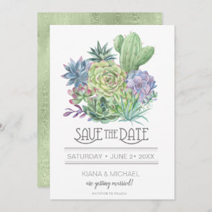 Convite Succulents and Sparkle Save the Date Green ID515