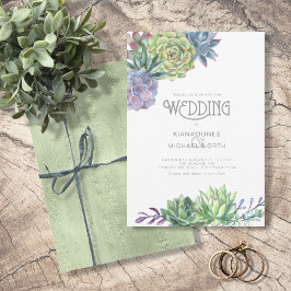 Convite Succulents and Sparkle Wedding Green ID515