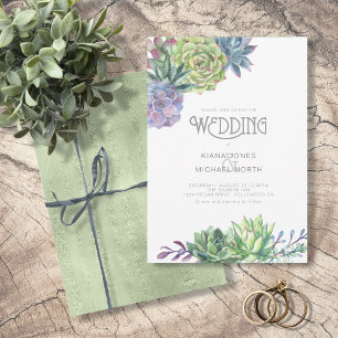 Convite Succulents and Sparkle Wedding Green ID515