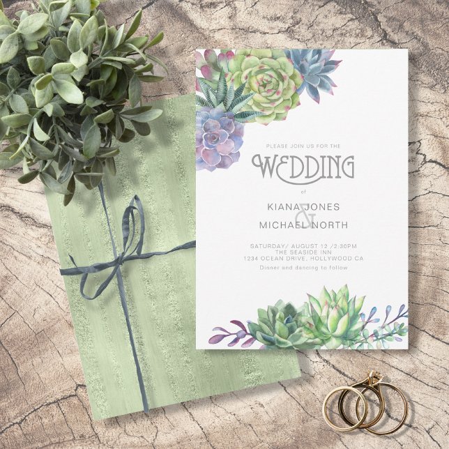 Convite Succulents and Sparkle Wedding Green ID515 (Criador carregado)