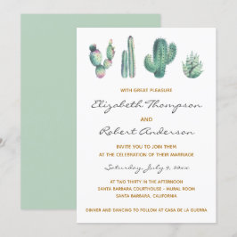 Convite Succulents Cactus Wedding Modern Elegante Chic