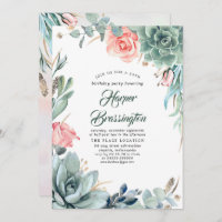 Succulents Greenerence and Pink Rose Festa de aniv