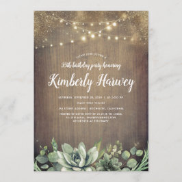 Convite Succulents Greenerse Rustic Country Aniversário