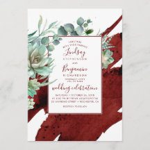 Succulents Greenery Burgundy Red Modern Casamento