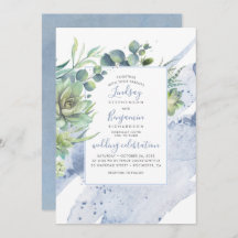 Succulents Greenery Dusty Blue Elegant Casamento