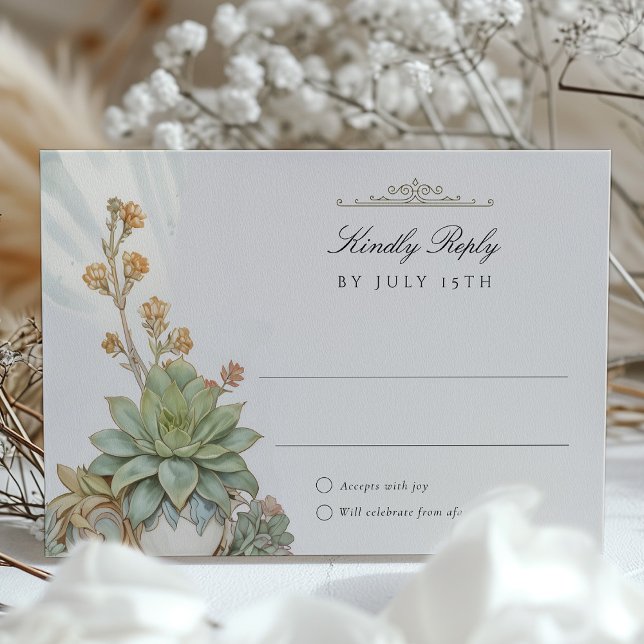 Convite Succulents RSVP Card Art Nouveau Wedds (Criador carregado)