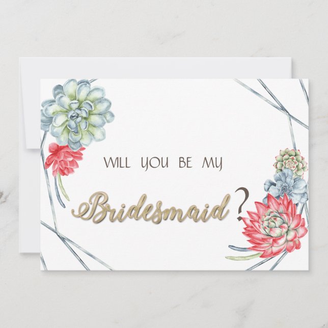 Convite Succultos Vermelhos Desertados Por Aquarelas (Frente)