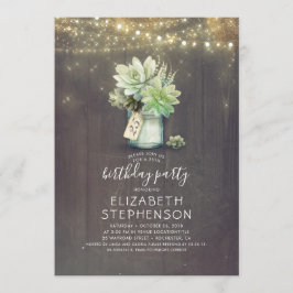 Convite Succults Greenery Mason Jar Rustic Aniversário