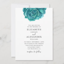 Suculenta em aquarela. Azul & cacto casamento I