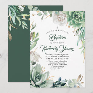 Convite Suculenta Greenerase e Batismo Rosa Branco