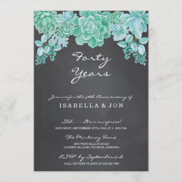 Convite Suculenta no Quadro de Giz do Aniversário de Casam