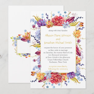 Convite Suculentas de Outono Bagas Flores Folhas Casamento