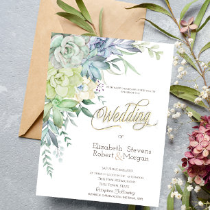 Convite Suculentas do Deserto em Aquarela para Casamento