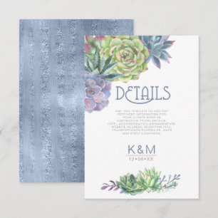 Convite Suculentas e Detalhes Brilhantes Inserir Azul ID51