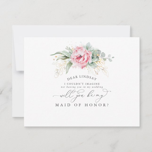 Convite Suculentas Folhagens Folhas Damas de Honra Propost (Frente)